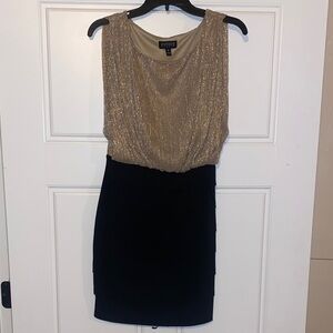 Enfocus Studio Gold and Black Mini Dress